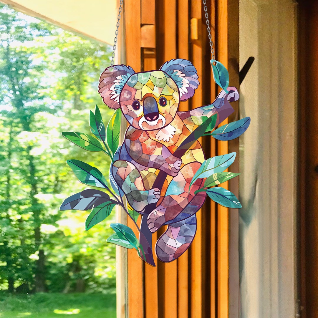 Colorful Koala Acrylic Window Hanging, Cute Koala Home Decor, Koala ...