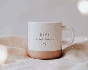 Mother's Day Gift for Mom – Personalized Ceramic Mug Engraved with Name, Birthday Gift for Her, Dad Father's Day, Stoneware-Style 12 oz