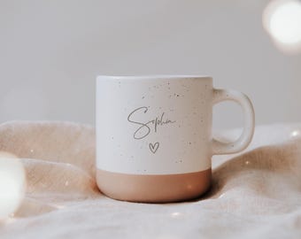Birthday Gift for Mom Personalized – Ceramic Mug with Engraved Name, Best Friend or Coworker Gift, Stoneware Mug 12 oz