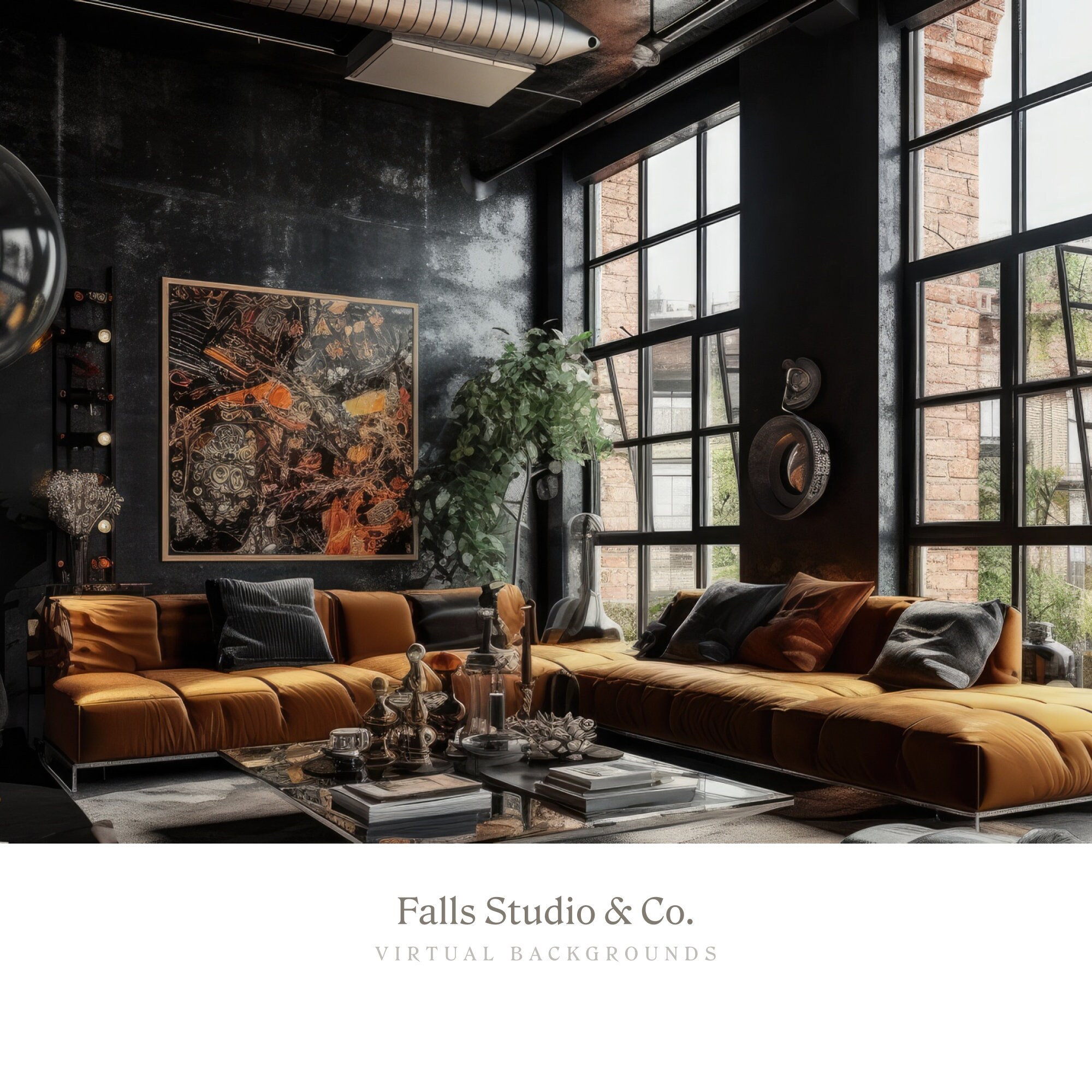 Dark Virtual Meeting Background - Zoom, Teams, Skype, Google Meet - Home Office Background for ...