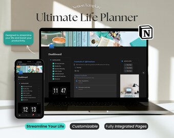 Modello di idea per pianificatore di vita digitale, tracker attività per organizzazione e benessere, diario digitale