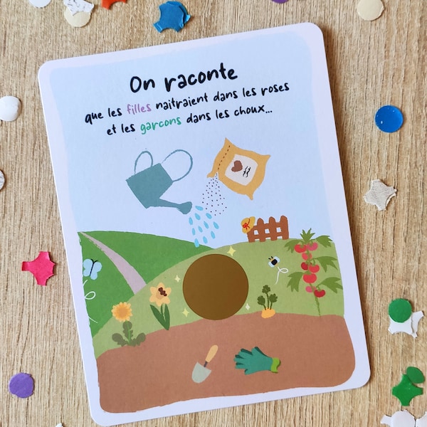 Scratch card "Chou or Rose" baby gender announcement