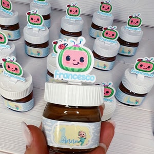 Nutelline Personalizzate, Nutelline Battesimo, Nutelline piccolo principe, nutelline cocomelon, regalo bambini, bomboniera, party kit