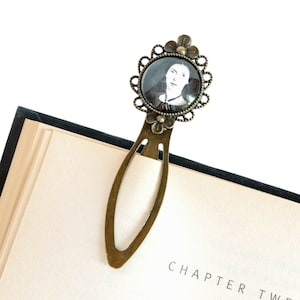 Bookmark for poetry lovers with Emily Dickinson portrait, book clip with famous American poet