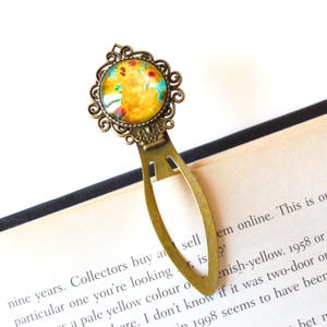 Bookmark with Sunflowers by Van Gogh, book clip with famous painting, book club gift