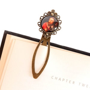 Cervantes bookmark, glass cabochon book clip with famous Spanish author, gift for readers