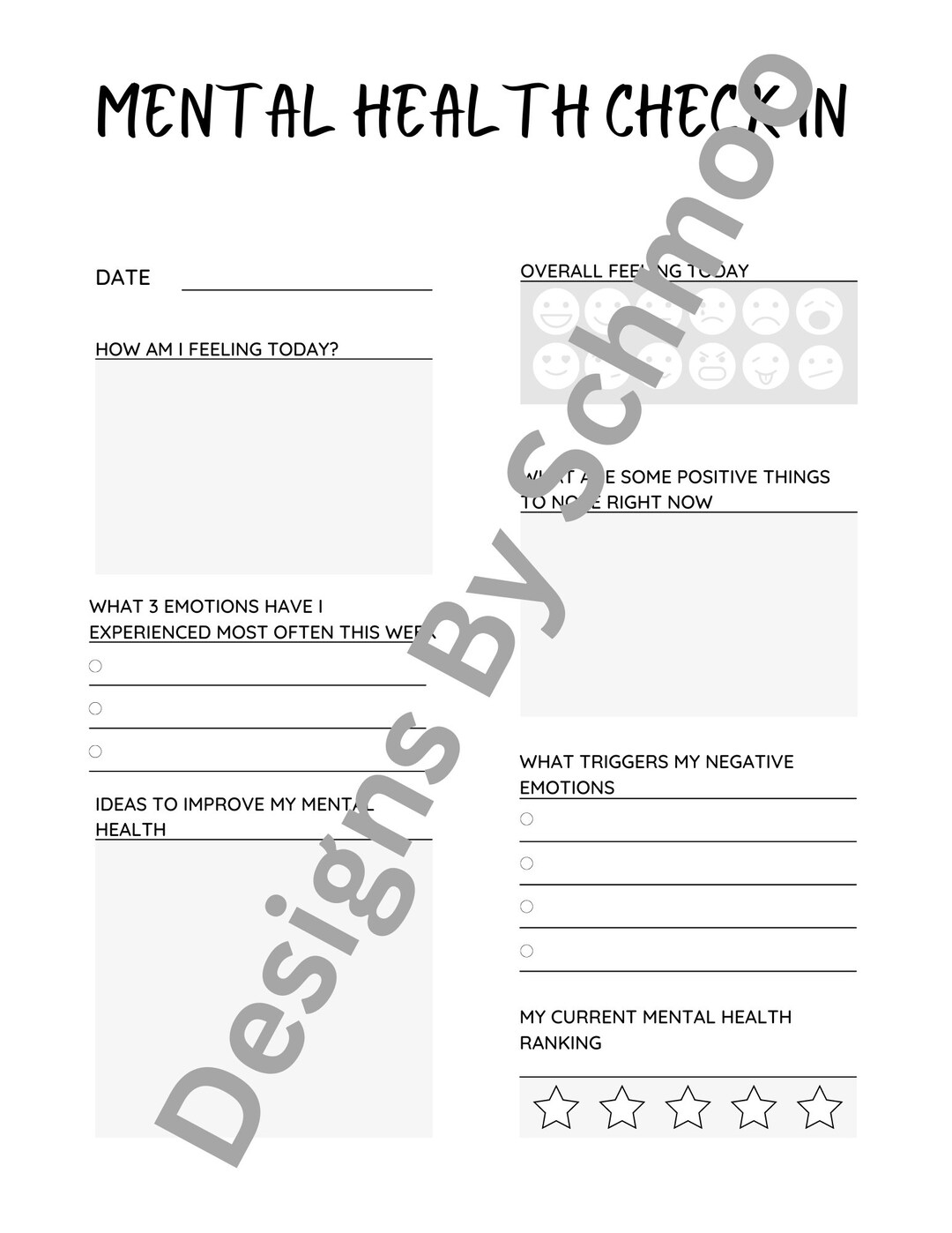 Mental Health Checkin Planner Etsy