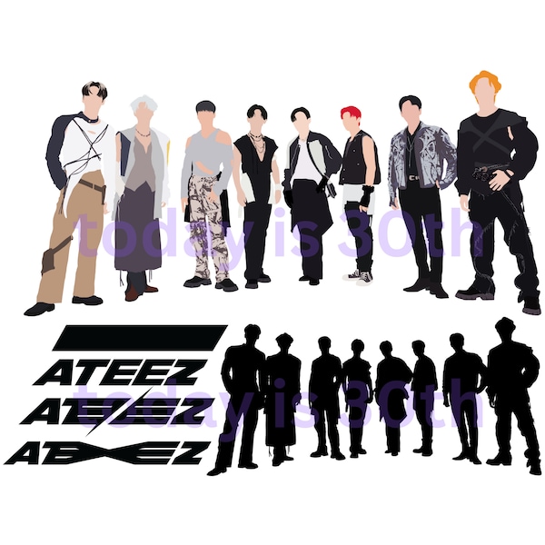 ATEEZ | Digital download | logo, silhouette, with border | High quality | PNG | Printable