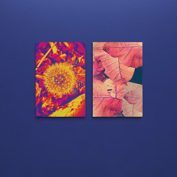 Hyper-color botanical prints - 4 Unique Prints - Digital Download