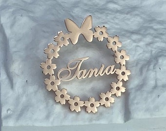 Gepersonaliseerd goud, zilver, roségoud, emaille badge, aangepaste kransbroche, aangepaste zinsbroche, cadeaubroche.