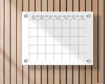 Großer Acrylkalender | Benutzerdefinierte trocken abwischbare Tafel | Personalisierter Familienplaner | Wandkalender 2024 | Monatsplaner | Einweihungsgeschenk