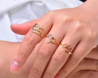 Name Ring-Personalisierte Ring-Custom Schmuck-Alphabet Ring-Anfang Ring