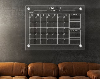 Calendrier mensuel acrylique personnalisé pour la maison et le bureau/tableau de calendrier effaçable à sec/tableau de calendrier personnalisé titre/tableau de calendrier design personnalisé