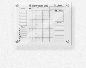 Personalized acrylic family command center/Customized acrylic calendar/Dry wipe acrylic board/Acrylic weekly plan board