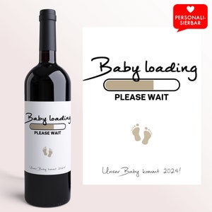Schwangerschaft verkünden Baby loading | Personalisiertes Weinflaschenetikett | Weinetikett Schwangerschaft Baby Ankündigung Oma Opa Tante