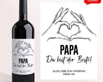 Vatertag Wein Etikett Papa du bist der Beste | Personalisiertes Weinetikett | Vatertagsgeschenk Geburtstag Geschenk Ihn fathers day gift