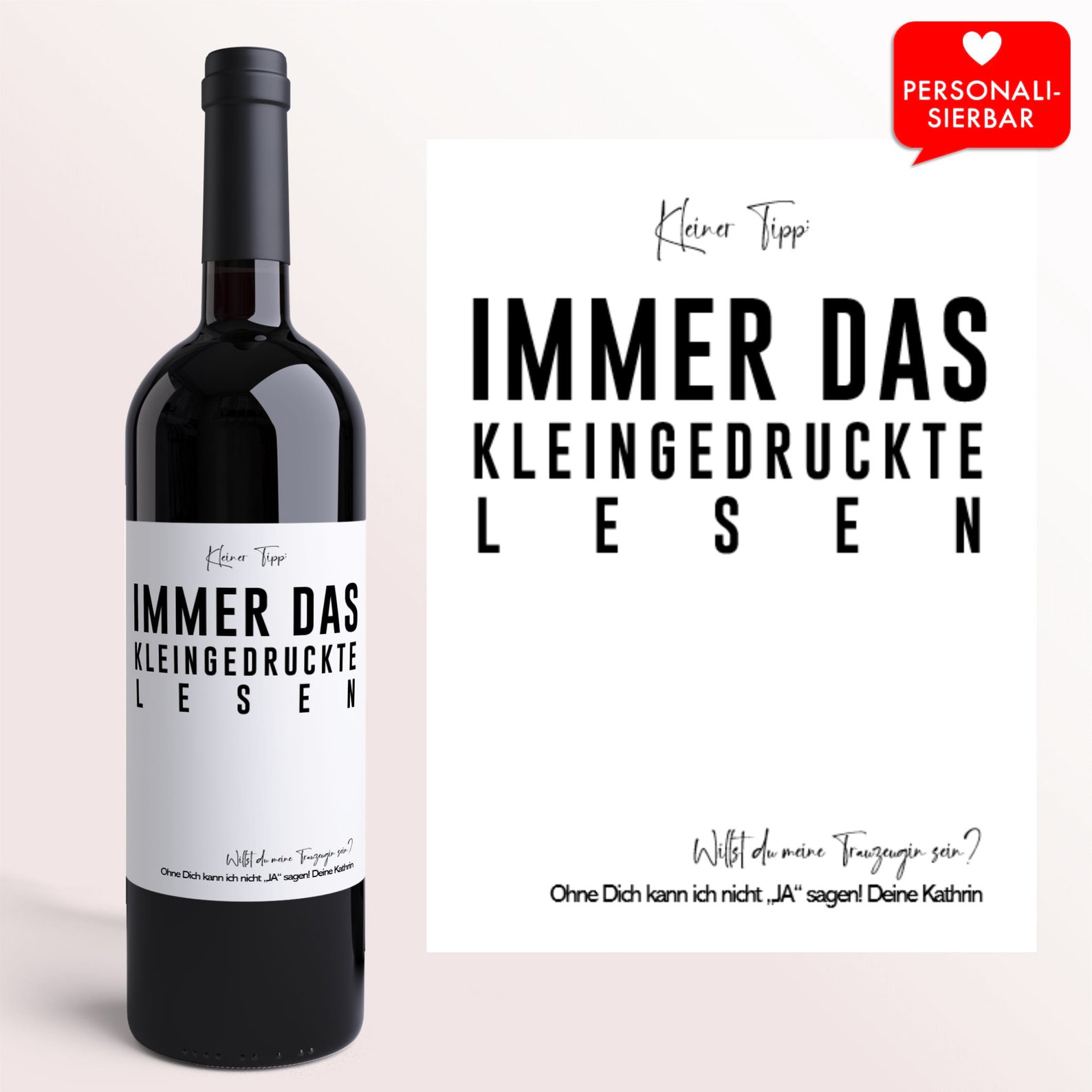 Weinetikett "immer das Kleingedruckte lesen"