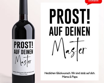 Master Geschenk Prost | Personalisiertes Weinetikett | Abitur | Ausbildung | Abschluss | Bachelor | Diplom | Doktor | Studium I Universität