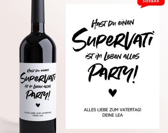 Supervati Wein Etikett Vatertag | Personalisiertes Weinetikett | Vatertagsgeschenk Geburtstag Geschenk Männer Papa Ihn fathers day gift