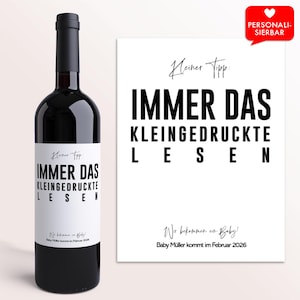 Babyankündigung – Personalisiertes Weinetikett – Wir bekommen ein Baby – Geschenk – Schwangerschaft verkünden Schwangerschaftsverkündung