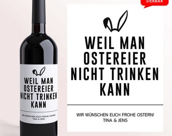 Ostergeschenk Weinetikett Ostereier | Personalisiertes Wein Etikett | Ostern Geschenk | Freund Freundin Mann Frau ihn sie | Kollegin