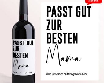 Beste Mama | Personalisiertes Weinetikett | Muttertagsgeschenk  Muttertag Geschenk Geburtstag Geburtstagsgeschenk Weihnachtsgeschenk