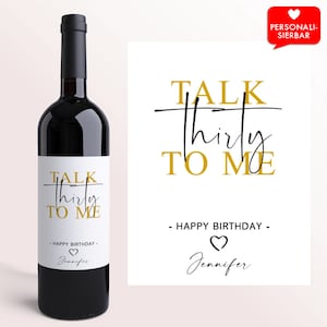 Birthday gift wine label Talk thirty | Personalized Wine Label | 30th birthday gift | girlfriend | colleague | retirement