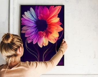 Glitch Bloom: Digital Download Abstract Art Print