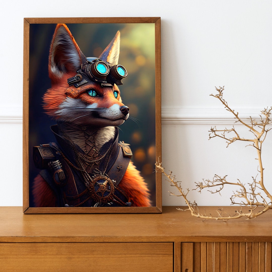 Steampunk Red Fox Print: Tinker Style Wall Art (digital Download) - Etsy