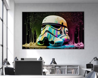Rainbow Drip Stormtrooper-hjälmkonst: Star Wars-heminredning (digital nedladdning)