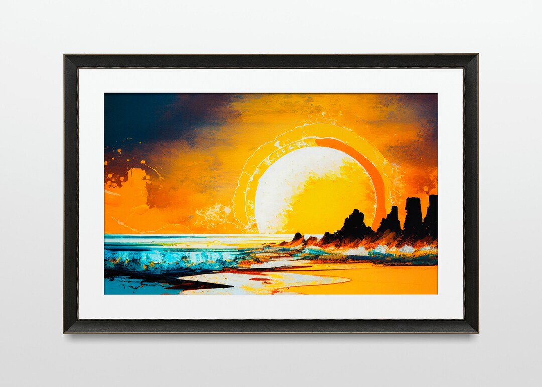 Abstract Beach Scene Digital Download, Oil Paints Printable Art