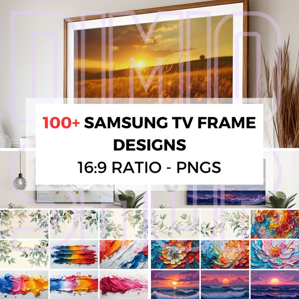 100+ Samsung TV Frame Art Collection, Digital PNG Bundle, 16:9 Aspect Ratio, Unique Television Decor Downloads, Wide-Screen Art Pack