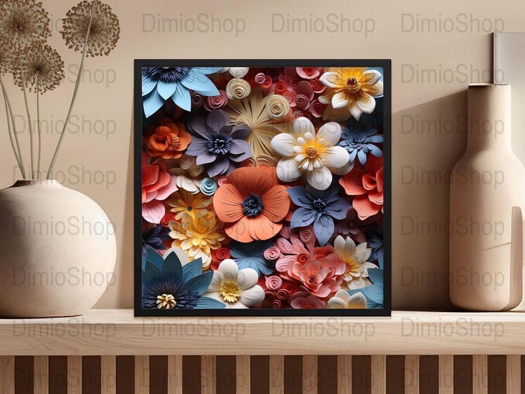 3D Floral Digital Art for Sublimation, Vibrant PNG Flowers, DIY Craft ...