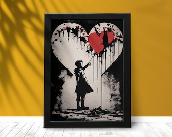 Banksy Graffiti Hjärttryck: Urban Gatukonst (Digital Nedladdning)