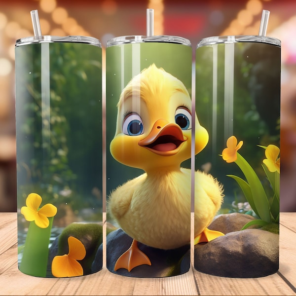 Cute Baby Duck #2, Vivid Spectrum 20oz Skinny Tumbler Sublimation, Instant Digital Art PNG, Unique Tumbler Design