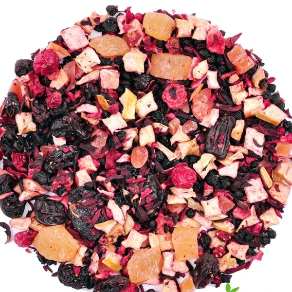 Love Story - Fruit Tea 50g / 1.76 Oz - Elderberry, Raisins, Apple, Hibiscus, Papaya, Pineapple, Raspberry, Strawberry, Banana, Redcurrant