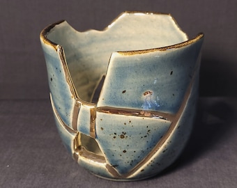 Vela de té inspirada en Kintsugi de 10 cm, oro auténtico, varios colores.