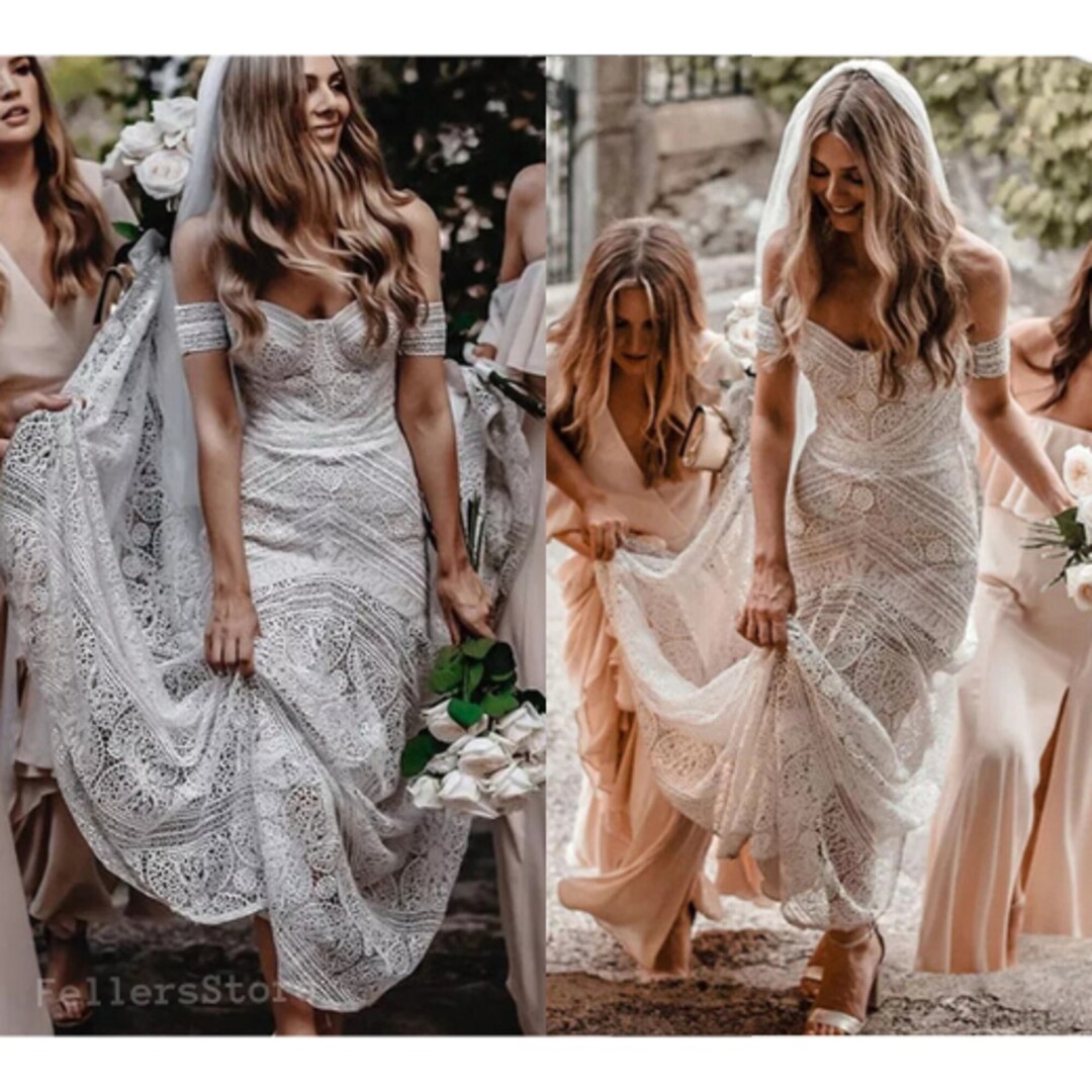 Mermaid Wedding Dress For Outdoor Wedding Bohemian Style