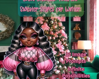 ChatGPT & DALL·E 3 Prompt Book, Cocoa Coziness: Timeless Sweater Style Black Beauty Winter Fashion Prompts - Digital Download