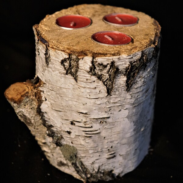 Birch Bark Tea Light Etsy