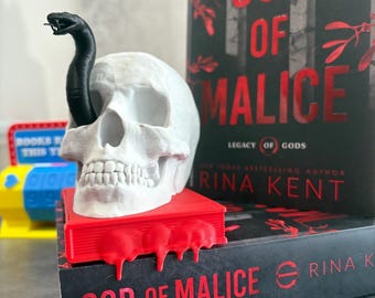 Expositor de libros con calaveras de Dark Romance: decoración personalizada para estanterías