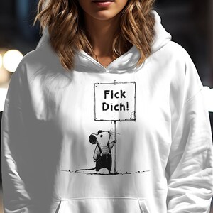 Fick Dich! Maus Hoodie Unisex provokatives Statement Spruch Cartoon Meinung Bold Message böse ironisch lustig Geschenk schenken 488APH1
