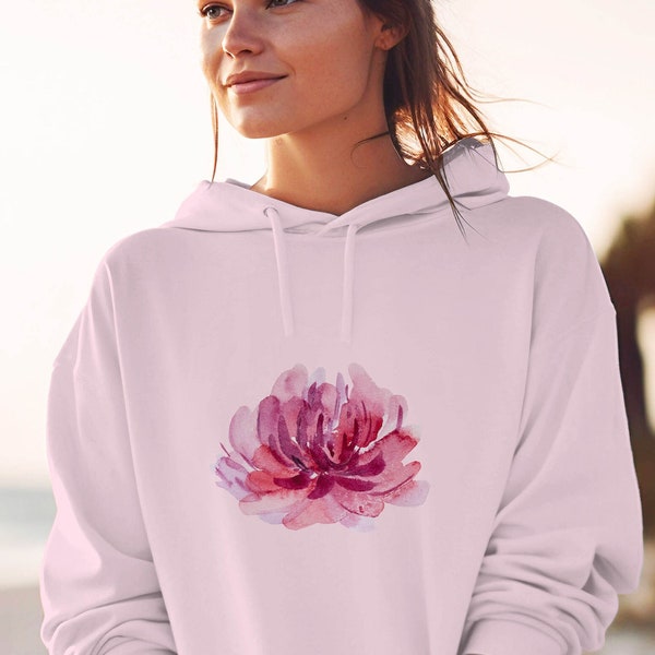 Unisex Hoodie Lotusblüte Aquarell | Aquarell Wiedergeburt Reinheit Erleuchtung Meditation Yoga Lotos Seerose Sweater Pullover | 086APH1