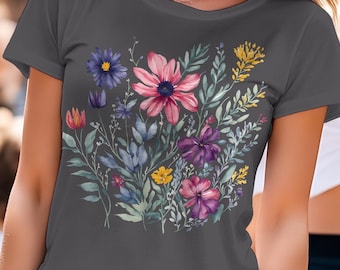 Unisex T-Shirt Wildblumen | Blüten Naturschutz gepresste Blumen Gartenliebe Plant Mom Natur Pflanzen Blumenliebhaber Gärtnerin | 345APT2