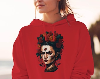 Unisex Hoodie Frida Kahlo | Feminismus Kunst starke Frauen Künstlerin Blumen Freundin Schwester Statement Equality Geschenk | 245APH1