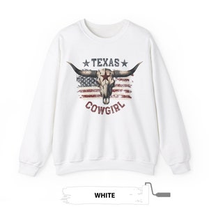 Texas Cowgirl Longhorn Sweatshirt Unisex Bulle Skull Schädel US-Flagge wilder Westen vintage retro Western Country Geschenk Frauen 497BPS1 image 3