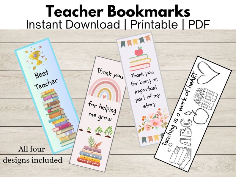 Teacher Bookmarks Teacher Gifts Best Teacher Thank You Teacher Appreciation Gifts Instant