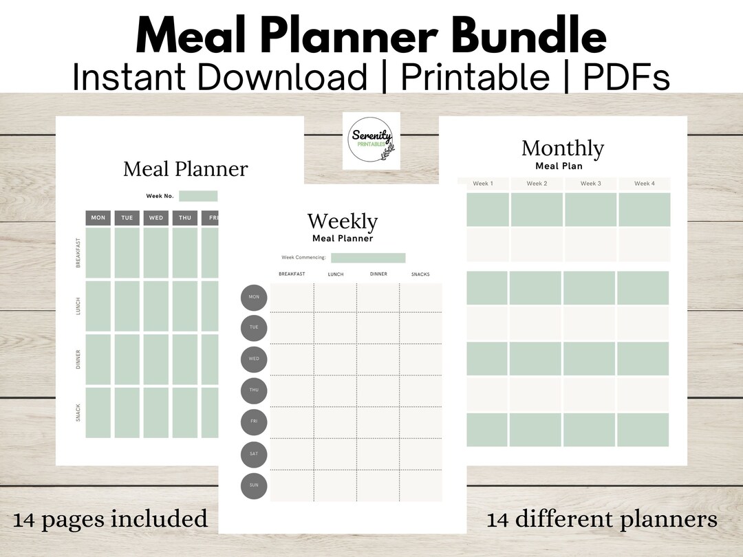 Meal Planner Bundle | Mini Bundle | Household Planners | Daily Planner ...