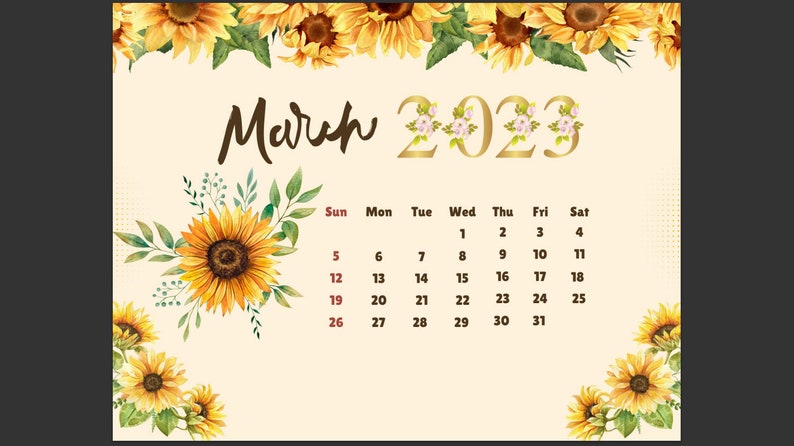 Sunflower Calendar Etsy