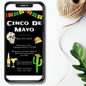 Cinco de Mayo Invitation, Mexican Fiesta Party Invite, Mexican Party Invitation, Digital Download, Fiesta Birthday Invitation Templett Evite